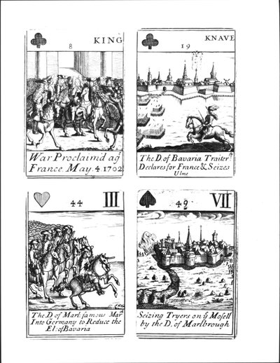 Carte da gioco commemorative della Guerra di Successione Spagnola (1702-13) da Robert Spofforth